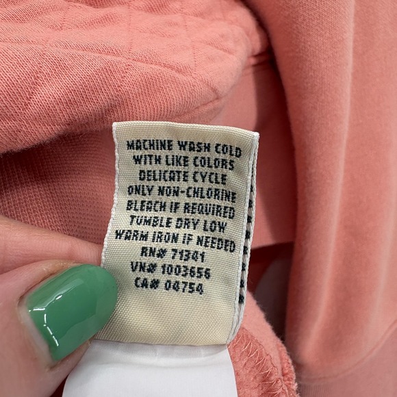 L.L.Bean Quilted Quarter-Zip Pullover Womens Medium Tall Pink Mock Neck Pullover - Picture 6 of 12